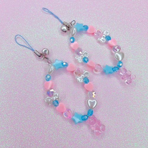 Pink Blue Beaded Strap Charm